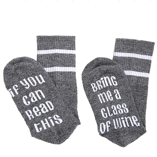 If You Can Read This Bring Me A Class Of Wine Letter Printing Socks Cotton Novelty Socks